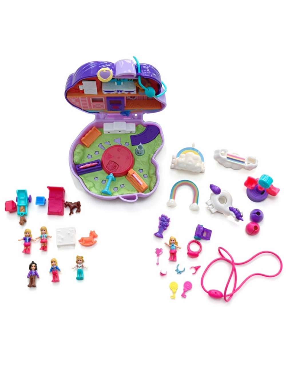 Lot Of Polly Pocket Jumpin Style Pony Compact And Figures‎ Furniture Horses